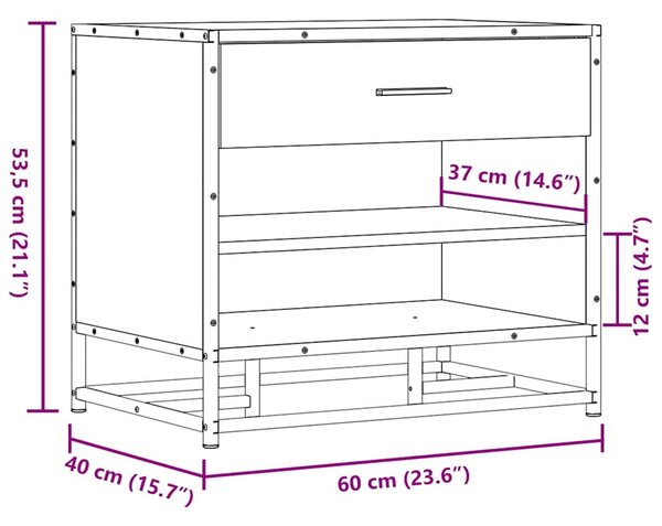 Cipőpad Sonoma tölgy 60x40x53,5 cm Gépelt fa és fém