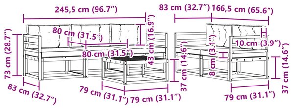 VidaXL Kültéri kanapé szett párnával 6 pcs Fehér és Világosszürke
