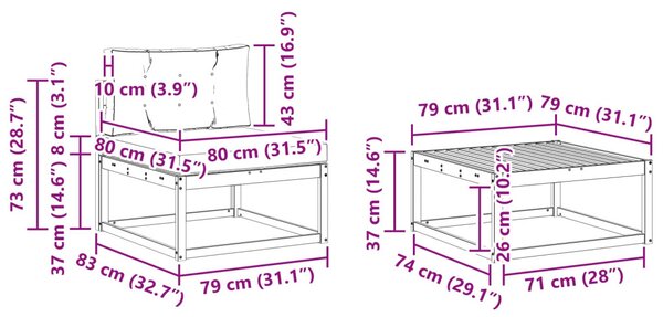 VidaXL Kültéri kanapé szett párnával 4 pcs Fehér és Bézs