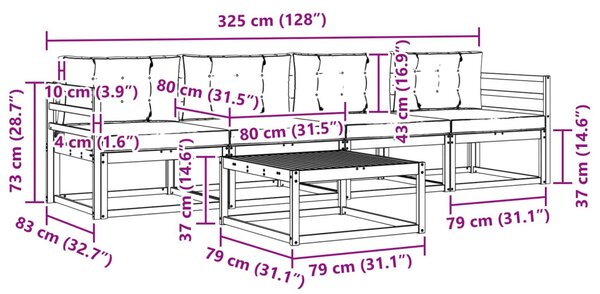 VidaXL Kültéri kanapé szett párnával 4 pcs Fehér és Bézs