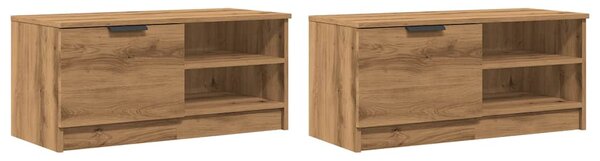 2 db barna tölgy színű szerelt fa TV-szekrény 80x35x36,5 cm