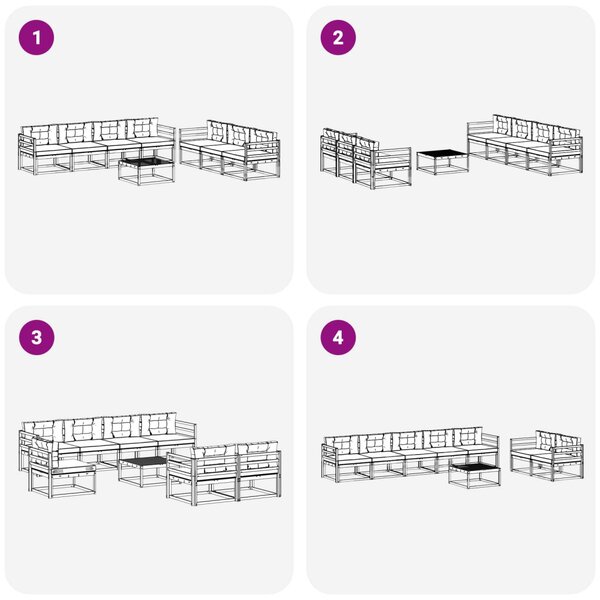 VidaXL Kültéri kanapé szett párnával 7 pcs Fehér és Krém színű