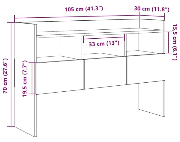Komód Régi fa 105x30x70 cm Gépelt fa