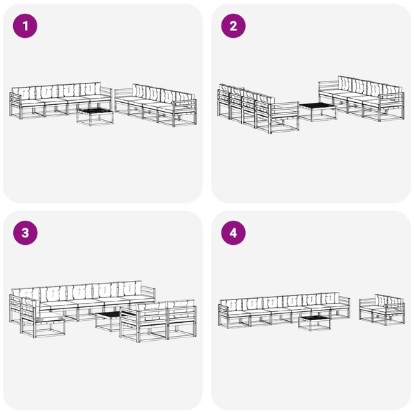 VidaXL Kültéri kanapé szett 9 pcs Fehér és Krém színű 79 x 79 x 37 cm