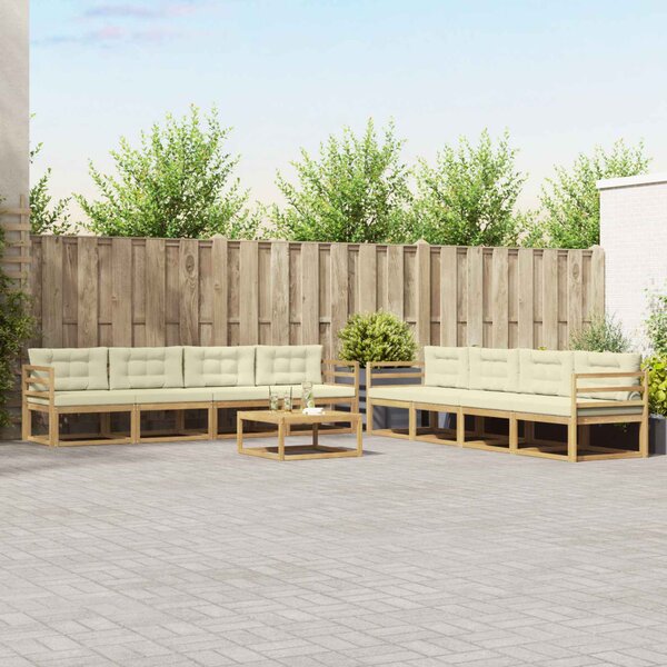 VidaXL Kültéri kanapé szett 9 pcs Fehér és Krém színű 79 x 79 x 37 cm