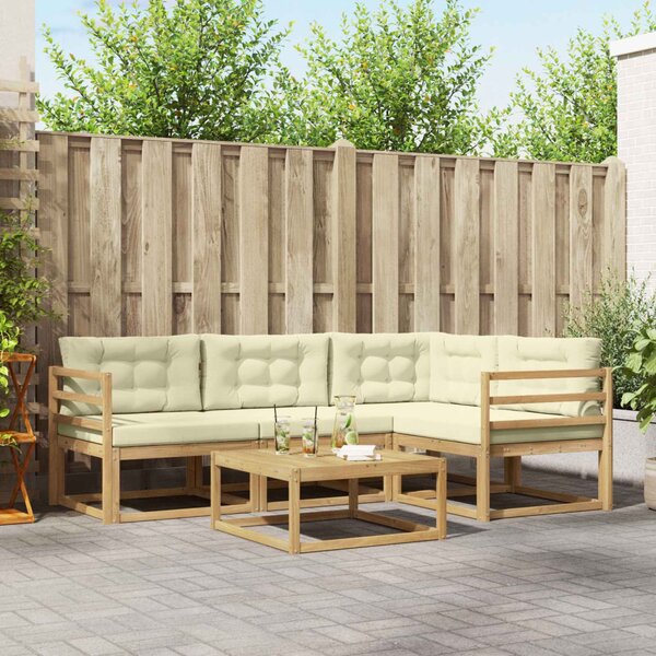 VidaXL Kültéri kanapé szett 5 pcs Fehér és Krém színű 79 x 79 x 37 cm