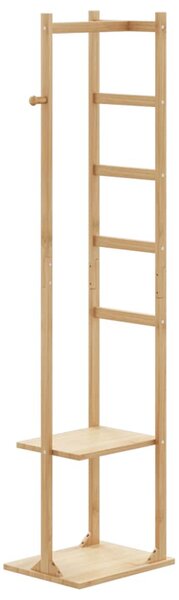 Kabátállvány kampókkal és polcokkal 38,5x30x156 cm bambusz