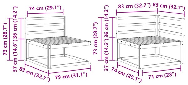 Kültéri kanapé szett 6 pcs Fehér 404 x 166,5 x 73 cm