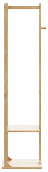 Kabátállvány kampókkal és polcokkal 38,5x30x156 cm bambusz