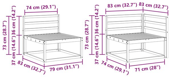 VidaXL Kültéri kanapé szett 5 pcs Fehér 325 x 166,5 x 73 cm