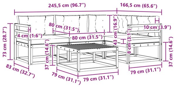 VidaXL Kültéri kanapé szett 5 pcs Fehér és Bézs 79 x 79 x 37 cm