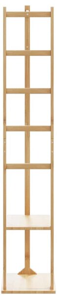 Kabátállvány kampókkal és polcokkal 38,5x30x156 cm bambusz