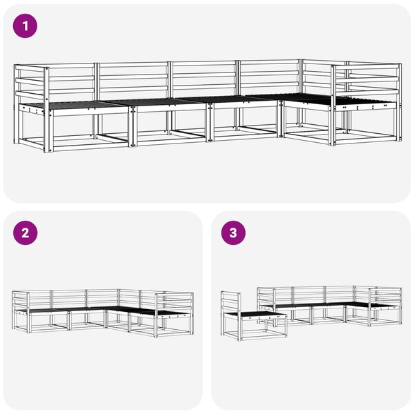 VidaXL Kültéri kanapé szett 5 pcs Fehér 325 x 166,5 x 73 cm