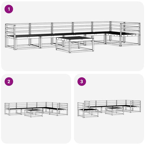 Kültéri kanapé szett 7 pcs Fehér 79 x 79 x 37 cm Tömör Akácfa