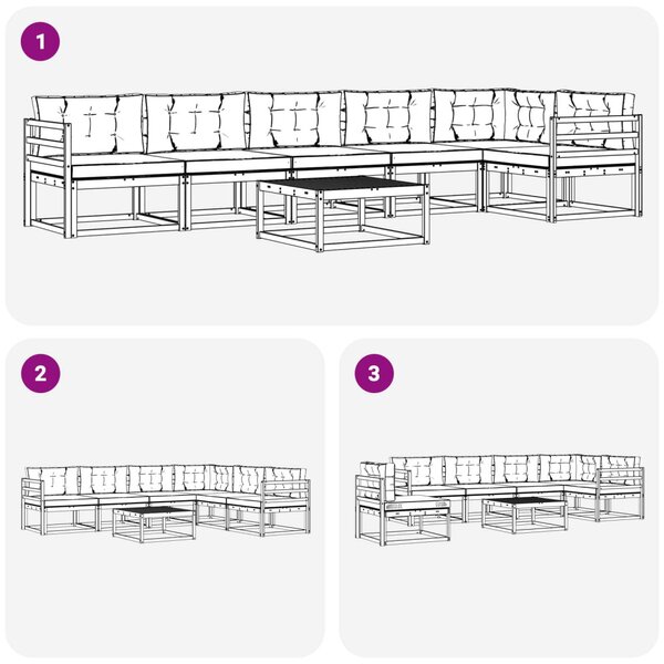 Kültéri kanapé szett 7 pcs Fehér és Antracitszürke