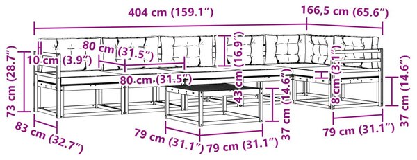 Kültéri kanapé szett 7 pcs Fehér és Antracitszürke