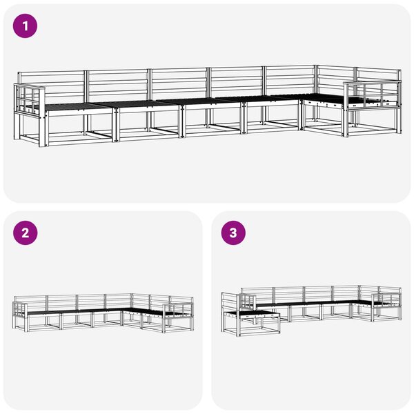 Kültéri kanapé szett 6 pcs Fehér 406 x 168,5 x 73 cm