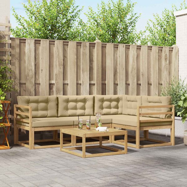 VidaXL Kültéri kanapé szett 5 pcs Fehér és Bézs 79 x 79 x 37 cm