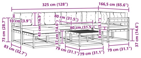 VidaXL Kültéri kanapé szett 7 pcs Fehér és Krém színű