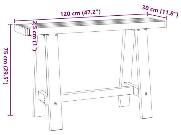 Konzolasztal NOAIN A alakú lábak 120x30x75 cm tömör fa fenyőfa