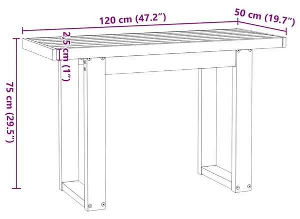 Íróasztal NOAIN U alakú lábak 120x50x75 cm tömör fa fenyőfa