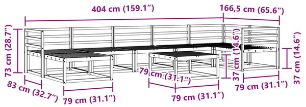 Kültéri kanapé szett 8 pcs Fehér Tömör Akácfa