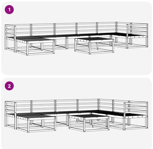 Kültéri kanapé szett 8 pcs Fehér Tömör Akácfa