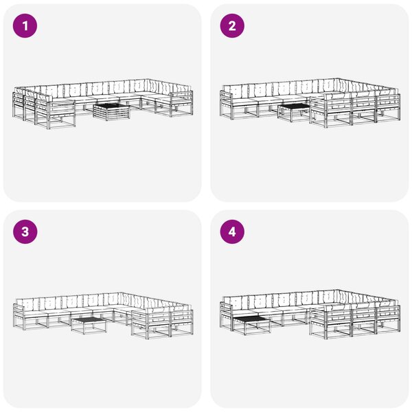 Kültéri kanapé szett párnával 11 pcs Fehér és Antracitszürke