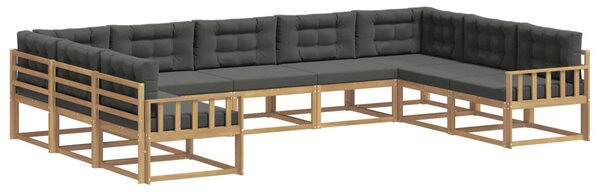 VidaXL Kültéri kanapé szett párnával 9 pcs Fehér és Antracitszürke