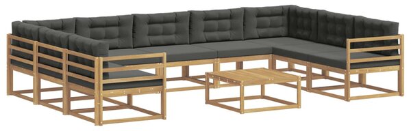 VidaXL Kültéri kanapé szett párnával 10 pcs Fehér és Antracitszürke