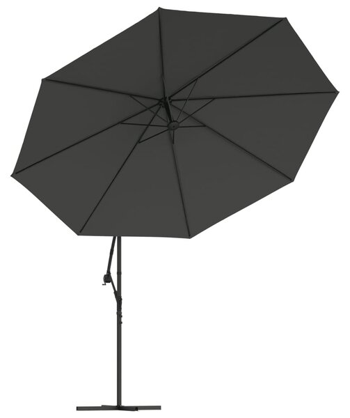 Antracit konzolos kerti napernyő LED-del és fémrúddal 350 cm