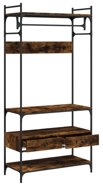 Füstös tölgy szerelt fa ruhásszekrény fiókokkal 89x39x184,5 cm