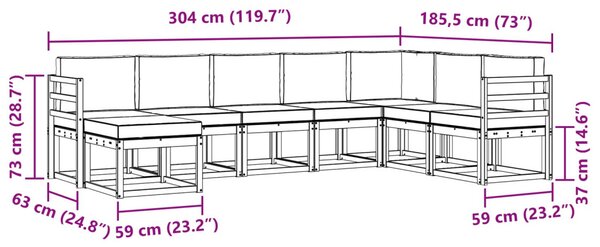 VidaXL Kültéri kanapé szett párnával 8 pcs Fehér és Krém színű