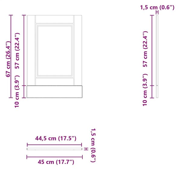 Mosogatógép panel Porto Füstölt tölgy Gépesített faanyagok 45x1,5x57 cm