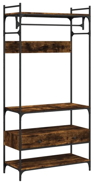 Füstös tölgy szerelt fa ruhásszekrény fiókokkal 89x39x184,5 cm