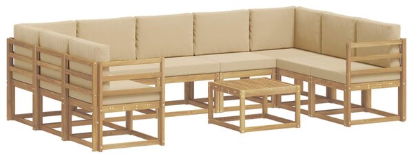 Kültéri kanapé szett 10 pcs Fehér és Bézs 59 x 59 x 37 cm