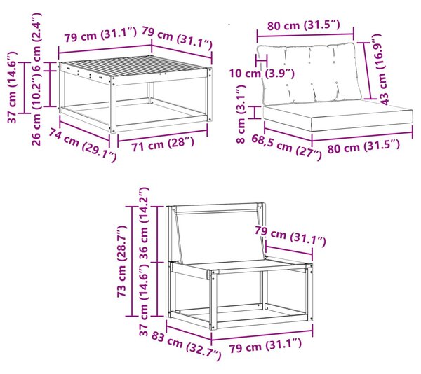 VidaXL Kültéri kanapé szett 5 pcs Fehér és Krém színű