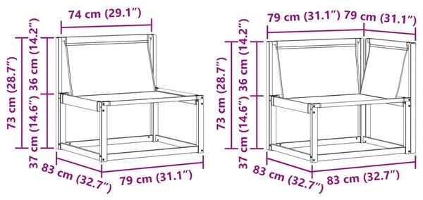 VidaXL Kültéri kanapé szett 8 pcs Fehér és Bézs 79 x 79 x 37 cm