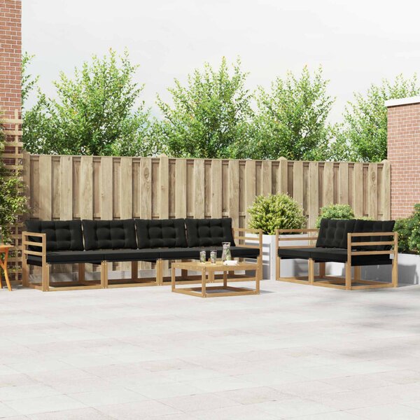 VidaXL Kültéri kanapé szett 7 pcs Fehér és Fekete 79 x 79 x 37 cm