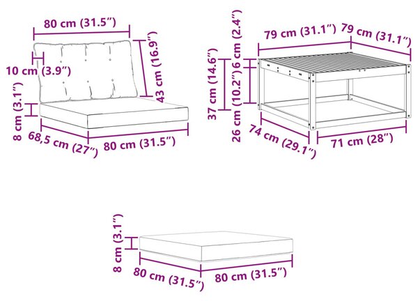 VidaXL Kültéri kanapé szett párnával 4 pcs Fehér és Fekete