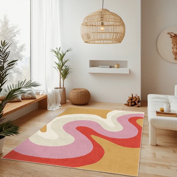 Sárga-rózsaszín mosható szőnyeg 80x150 cm Raspberry Creamsicle – Mila Home