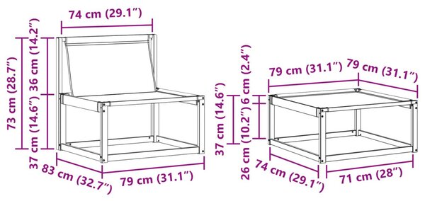 VidaXL Kültéri kanapé szett párnával 4 pcs Fehér és Fekete