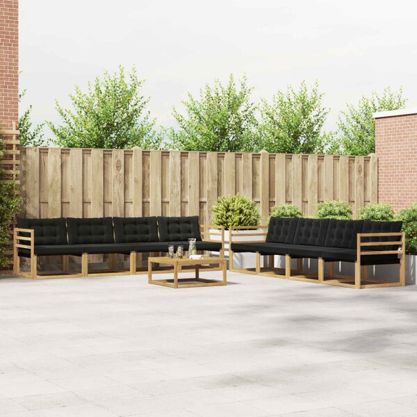 VidaXL Kültéri kanapé szett 9 pcs Fehér és Fekete 79 x 79 x 37 cm