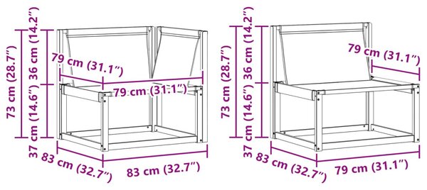 VidaXL Kültéri kanapé szett párnával 9 pcs Fehér és Fekete