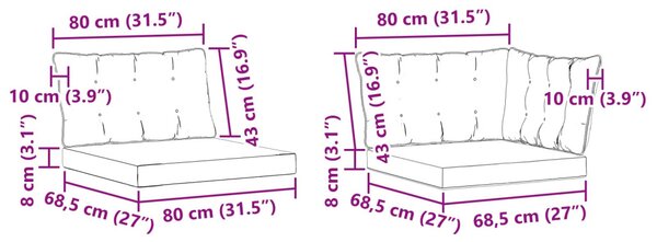 VidaXL Kültéri kanapé szett párnával 7 pcs Fehér és Fekete