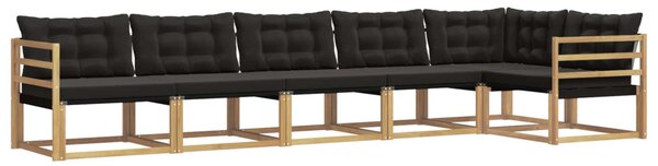 Kültéri kanapé szett párnával 6 pcs Fehér és Fekete
