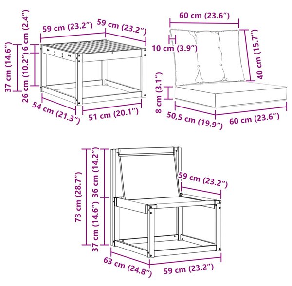 VidaXL Kültéri kanapé szett párnával 8 pcs Tömör akácfa és textilén