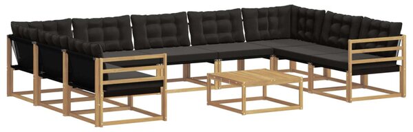 Kültéri kanapé szett párnával 10 pcs Fehér és Fekete