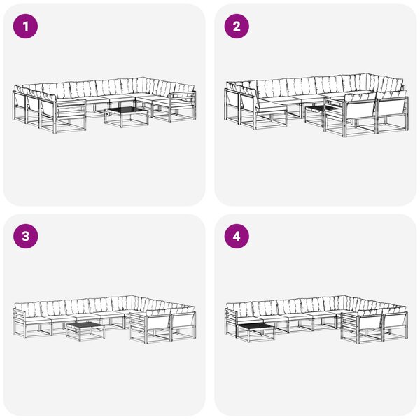 Kültéri kanapé szett 10 pcs Fehér és Világosszürke