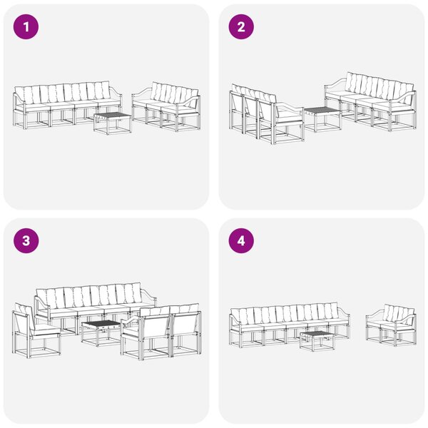 VidaXL Kültéri kanapé szett párnával 8 pcs Tömör akácfa és textilén